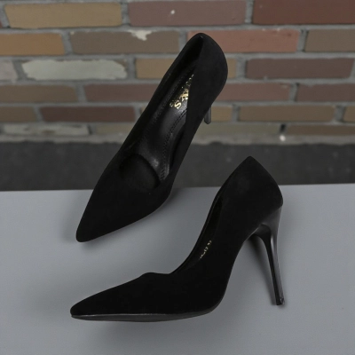 Туфли женские лодочки GUOQISONG G&S искусственная замша черные 11614 Туфли женские лодочки GUOQISONG G&S искусственная замша черные 11614