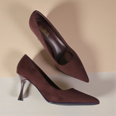 Туфли женские лодочки GUOQISONG G&S искусственная замша шоколадные QS7-14 Туфли женские лодочки GUOQISONG G&S искусственная замша шоколадные QS7-14