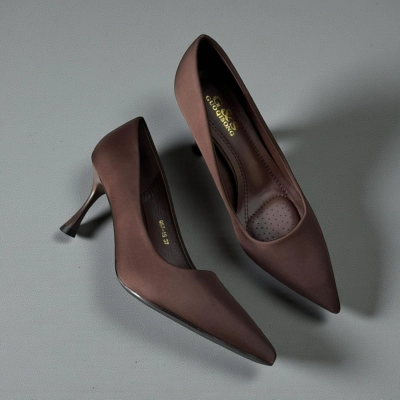 Туфли женские лодочки GUOQISONG G&S атлас шоколадные 11646 Туфли женские лодочки GUOQISONG G&S атлас шоколадные 11646