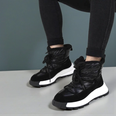 Ботинки женские зимние SAIVVILA натуральная кожа и текстиль черные A1025-1 Ботинки женские зимние SAIVVILA натуральная кожа и текстиль черные A1025-1