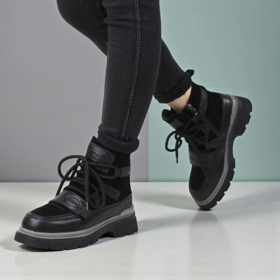 Ботинки женские зимние SAIVVILA натуральная кожа и замша черные A1031-1 Ботинки женские зимние SAIVVILA натуральная кожа и замша черные A1031-1