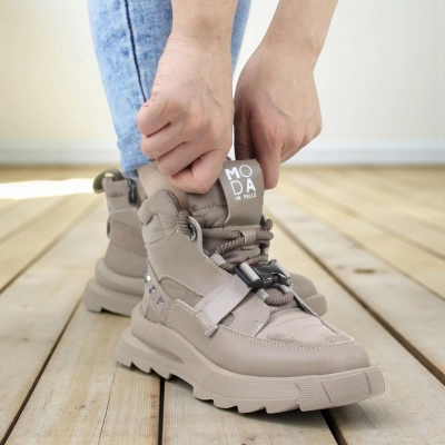 Ботинки женские зимние SAIVVILA натуральная кожа и замша капучино A1032-7 Ботинки женские зимние SAIVVILA натуральная кожа и замша капучино A1032-7