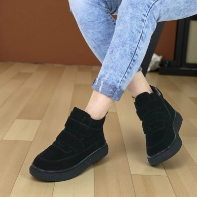 Ботинки женские зимние нат. замша черные A1035-1