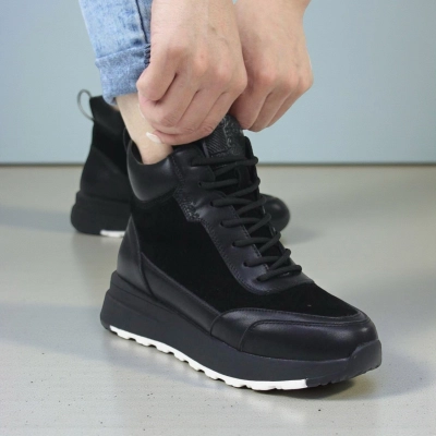 Ботинки женские зимние нат. кожа замша черные A1027-1