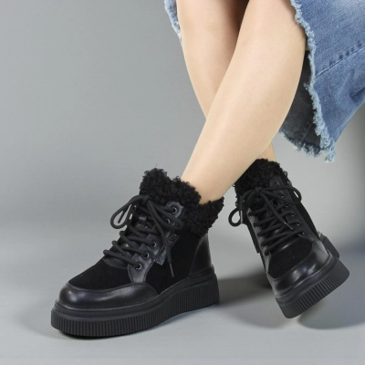 Ботинки женские зимние SAIVVILA натуральная кожа замша черные A1022-1 Ботинки женские зимние SAIVVILA натуральная кожа замша черные A1022-1