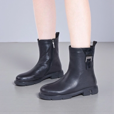 Полусапоги женски зимние натуральная кожа черные W284-1 Полусапоги женски зимние натуральная кожа черные W284-1