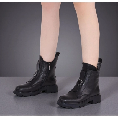 Полусапоги женски зимние натуральная кожа черные W281-1 Полусапоги женски зимние натуральная кожа черные W281-1