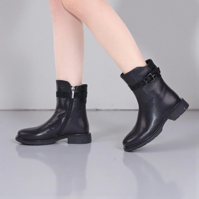 Полусапоги женски зимние натуральная кожа черные W301-2 Полусапоги женски зимние натуральная кожа черные W301-2