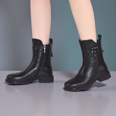 Полусапоги женски зимние натуральная кожа черные W298-1 Полусапоги женски зимние натуральная кожа черные W298-1