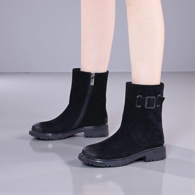 Полусапоги женски зимние натуральная замша черные W307-2 Полусапоги женски зимние натуральная замша черные W307-2