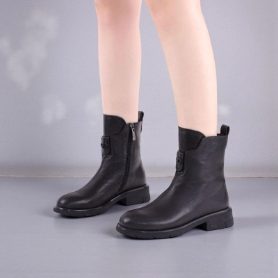 Полусапоги женски зимние натуральная кожа черные W317-1 Полусапоги женски зимние натуральная кожа черные W317-1