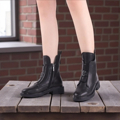 Полусапоги женски зимние натуральная кожа черные W313-1 Полусапоги женски зимние натуральная кожа черные W313-1