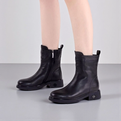 Полусапоги женски зимние натуральная кожа черные W310-1 Полусапоги женски зимние натуральная кожа черные W310-1