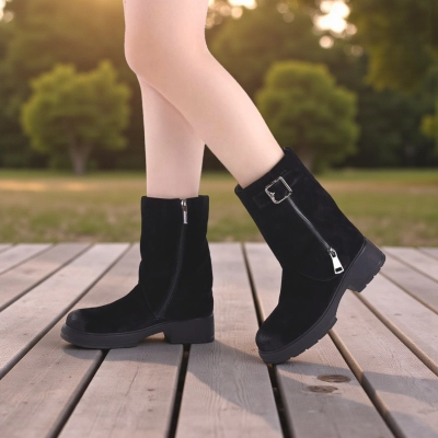 Полусапоги женски зимние натуральная замша черные W256-2 Полусапоги женски зимние натуральная замша черные W256-2