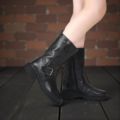 Полусапоги женски зимние натуральная кожа черные GM113-1 Полусапоги женски зимние натуральная кожа черные GM113-1