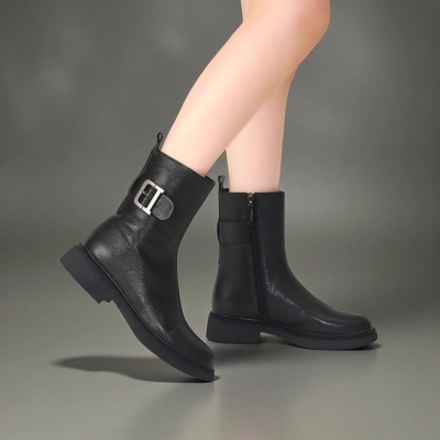 Полусапоги женски зимние натуральная кожа черные GM146-1 Полусапоги женски зимние натуральная кожа черные GM146-1