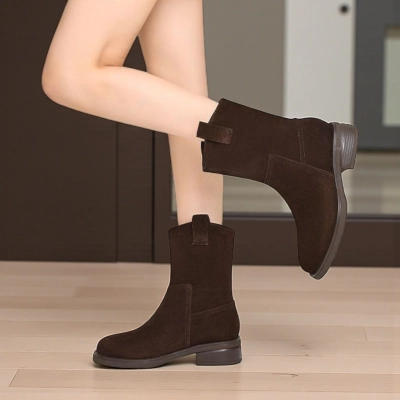 Полусапоги женски зимние натуральная замша шоколадные YM038-2 Полусапоги женски зимние натуральная замша шоколадные YM038-2