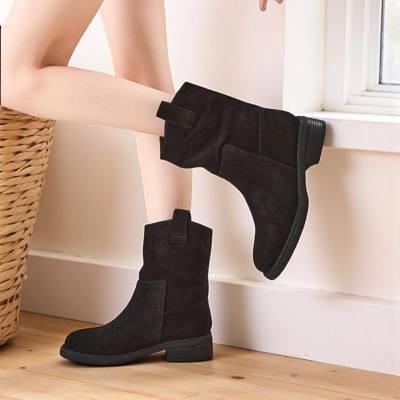 Полусапоги женски зимние натуральная замша черные YM038-1 Полусапоги женски зимние натуральная замша черные YM038-1