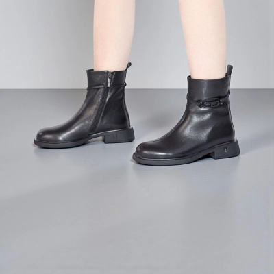 Полусапоги женски зимние натуральная кожа черные W328-1 Полусапоги женски зимние натуральная кожа черные W328-1