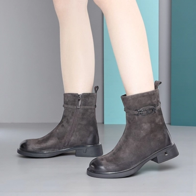 Полусапоги женски зимние натуральная замша коричневые W328-2 Полусапоги женски зимние натуральная замша коричневые W328-2