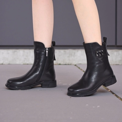 Полусапоги женски зимние натуральная кожа черные XW298-1 Полусапоги женски зимние натуральная кожа черные XW298-1