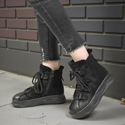 Ботинки женски зимние натуральная кожа черные YM199-1 Ботинки женски зимние натуральная кожа черные YM199-1