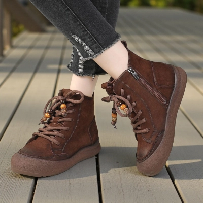 Женские зимние ботинки YM200-1 выполненные из натуральной кожи коричневого цвета Женские зимние ботинки YM200-1 выполненные из натуральной кожи коричневого цвета