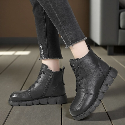 Женские зимние ботинки модели YM118-3 натуральная кожа черные Женские зимние ботинки модели YM118-3 натуральная кожа черные