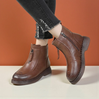 Женские зимние ботинки модели YM124-2 натуральная кожа коричневые Женские зимние ботинки модели YM124-2 натуральная кожа коричневые