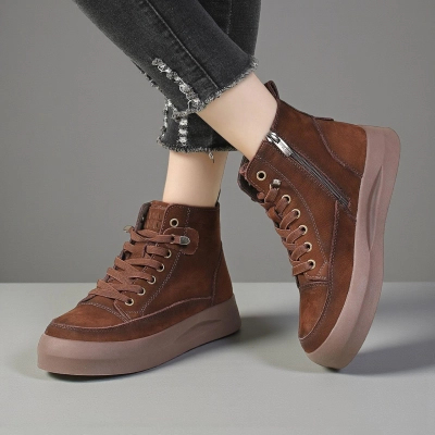 Женские зимние ботинки модели YM053-5 натуральная кожа коричневые Женские зимние ботинки модели YM053-5 натуральная кожа коричневые