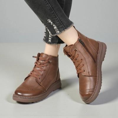 Женские зимние ботинки модели YM121-2 натуральная кожа коричневые Женские зимние ботинки модели YM121-2 натуральная кожа коричневые