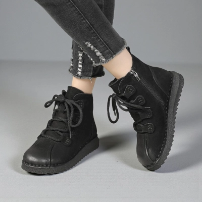 Женские зимние ботинки модели YM117-2 натуральная кожа черные Женские зимние ботинки модели YM117-2 натуральная кожа черные