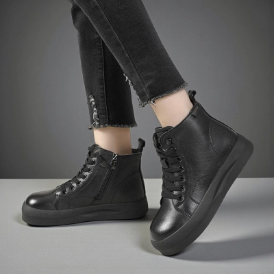 Женские зимние ботинки модели YM125-2 натуральная кожа черные Женские зимние ботинки модели YM125-2 натуральная кожа черные