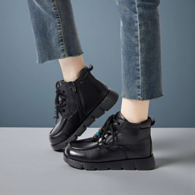 Женские зимние ботинки модели YM091-1 натуральная кожа черные Женские зимние ботинки модели YM091-1 натуральная кожа черные