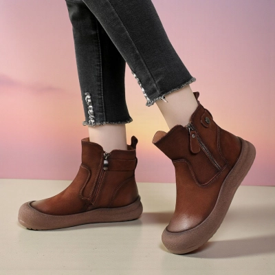 Женские зимние ботинки модели YM090-1 натуральная кожа коричневые Женские зимние ботинки модели YM090-1 натуральная кожа коричневые