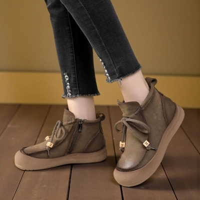 Женские зимние ботинки модели YM054-6 натуральная кожа хаки Женские зимние ботинки модели YM054-6 натуральная кожа хаки