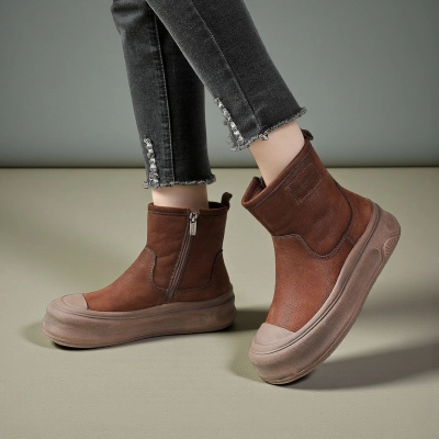 Женские зимние ботинки модели YM089-2 натуральная кожа коричневые Женские зимние ботинки модели YM089-2 натуральная кожа коричневые