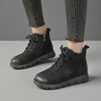 Женские зимние ботинки модели YM078-1 натуральная кожа черные Женские зимние ботинки модели YM078-1 натуральная кожа черные