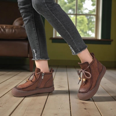 Женские зимние ботинки модели YM054-1 натуральная кожа коричневые Женские зимние ботинки модели YM054-1 натуральная кожа коричневые