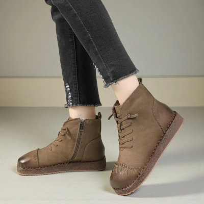 Женские зимние ботинки модели YM193-2 натуральная кожа хаки Женские зимние ботинки модели YM193-2 натуральная кожа хаки