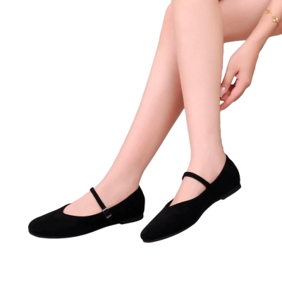 Балетки женские на лето GUOQISONG G&S искусственная замша черные MQ57-8 Балетки женские на лето GUOQISONG G&S искусственная замша черные MQ57-8