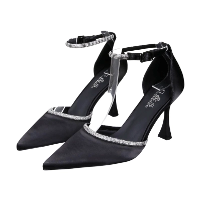 Туфли женские на лето GUOQISONG G&S атлас черные 143-1 Туфли женские на лето GUOQISONG G&S атлас черные 143-1