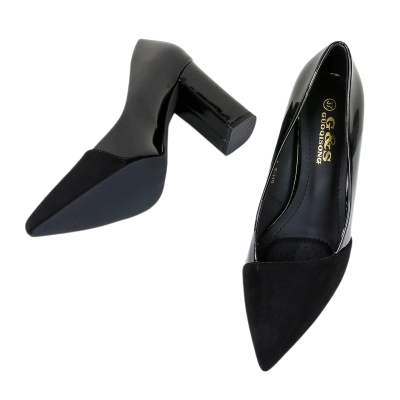 Туфли женские лодочки GUOQISONG G&S искусственная лак кожа с замшей черные 611-A Туфли женские лодочки GUOQISONG G&S искусственная лак кожа с замшей черные 611-A