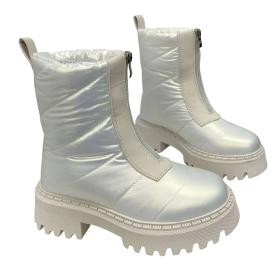 Дутики женские на зиму текстильные жемчужные M8784-2 Дутики женские на зиму текстильные жемчужные M8784-2