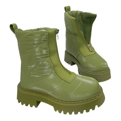 Дутики женские на зиму текстильные зеленые M8784-10 Дутики женские на зиму текстильные зеленые M8784-10