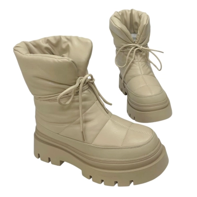 Дутики женские на зиму текстильные бежевые M8780-9 Дутики женские на зиму текстильные бежевые M8780-9