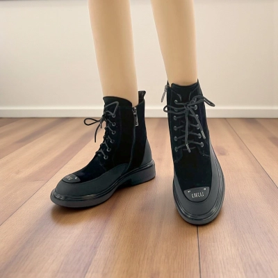 Женские зимние ботинки W191-3 натуральная кожа замша черные Женские зимние ботинки W191-3 натуральная кожа замша черные