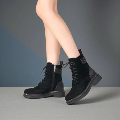 Женские зимние ботинки на каблуке GMA73-2 натуральная замша черные Женские зимние ботинки на каблуке GMA73-2 натуральная замша черные