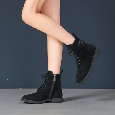 Женские зимние ботинки на каблуке GMA77-2 натуральная замша черные Женские зимние ботинки на каблуке GMA77-2 натуральная замша черные