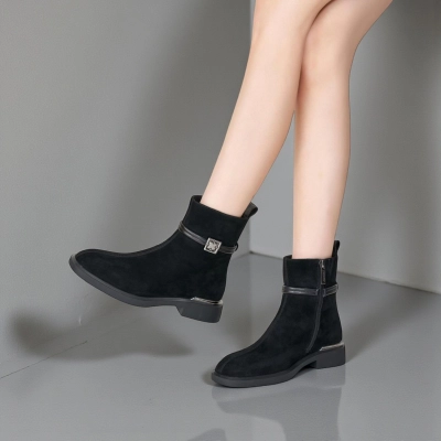 Женские зимние ботинки на каблуке GMA76-2 натуральная замша черные Женские зимние ботинки на каблуке GMA76-2 натуральная замша черные
